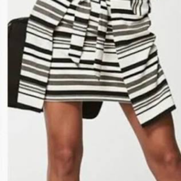 cabi Dresses & Skirts - Women's cabi Grandstand Ponte Knit Black White Stripe Faux Wrap Pencil Skirt